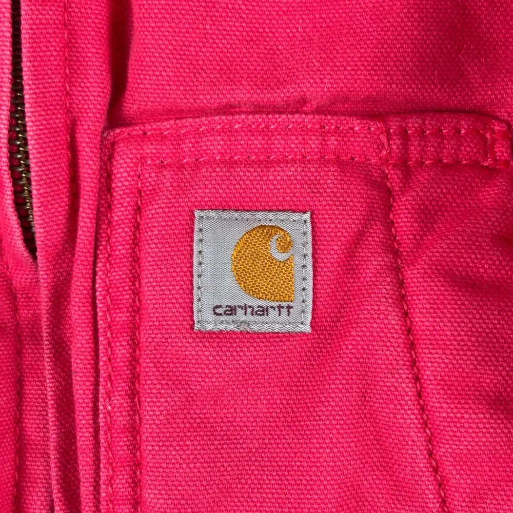 Carhartt‎ Canvas Hooded Jacket Kids 18M Pink Sherpa Lined Active Zip Up Coat